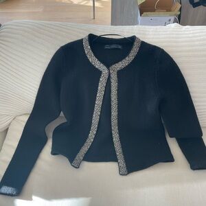 Zara Black and Silver Blazer with Sophisticated Design